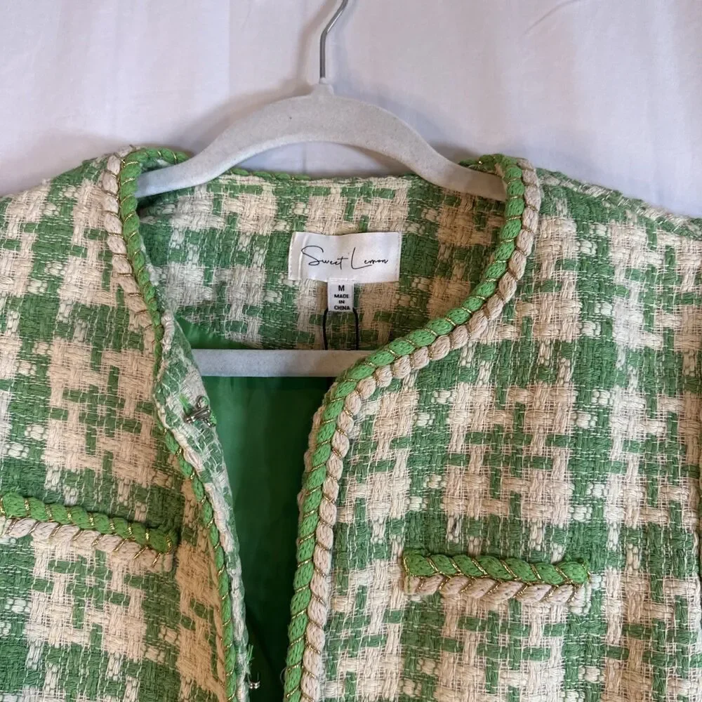 Sweet Lemon Green /Beige Jacket Short Set Size Medium NWT - Picture 11 of 16